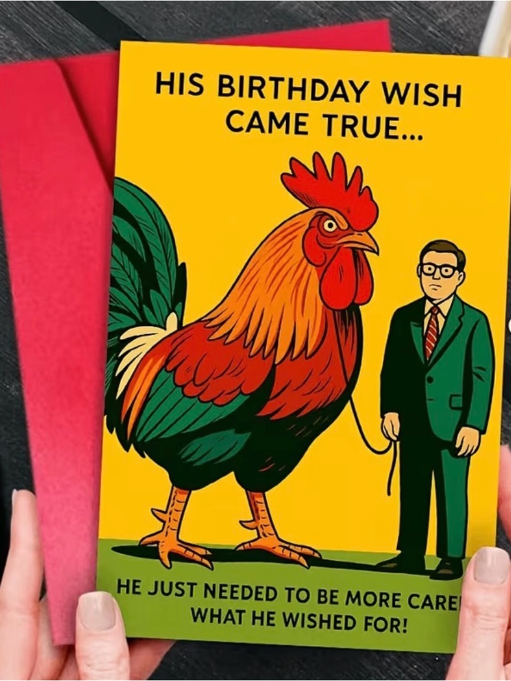 Yellow Rooster C*ck Funny Birthday Card